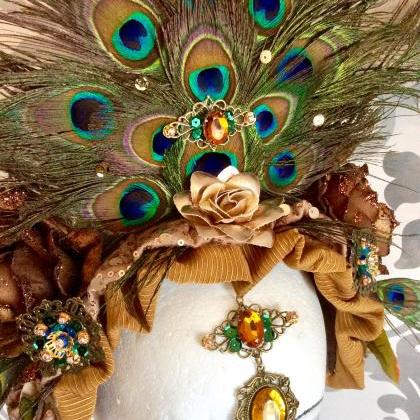 Glamorous Head Garden Headband Peacock Feathers..