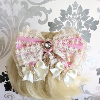 Beautiful pink hair bow decoration ..