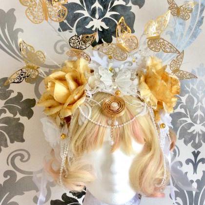 Glamorous Flower Crown, Butterflies, Ornament,..