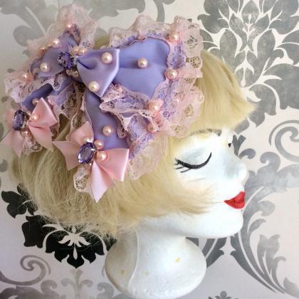 Beautiful Pink Lilac Hair Bow Decoration Lolita..