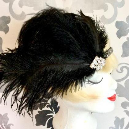 Elegant Gatsby Hair Band Marabu Feathers..