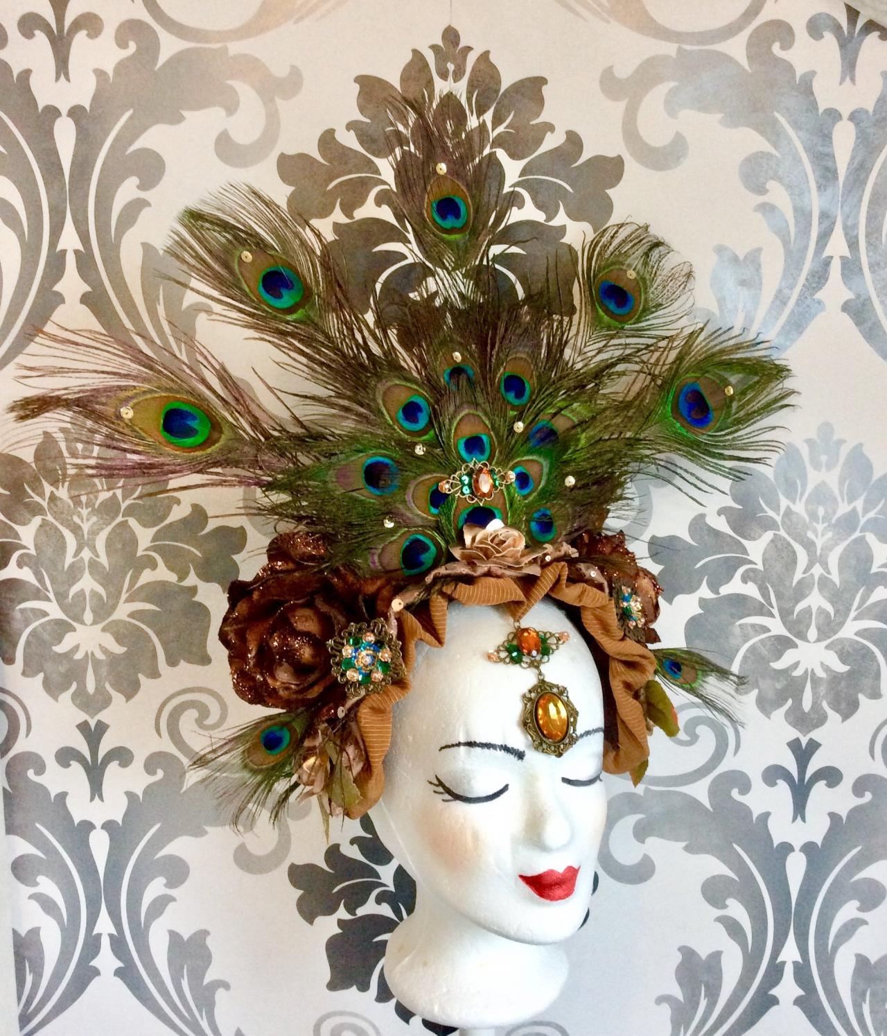 Peacock headband Shop 1920s Headpieces - Vintage Peacock Headpiece | BABEYOND main image 3