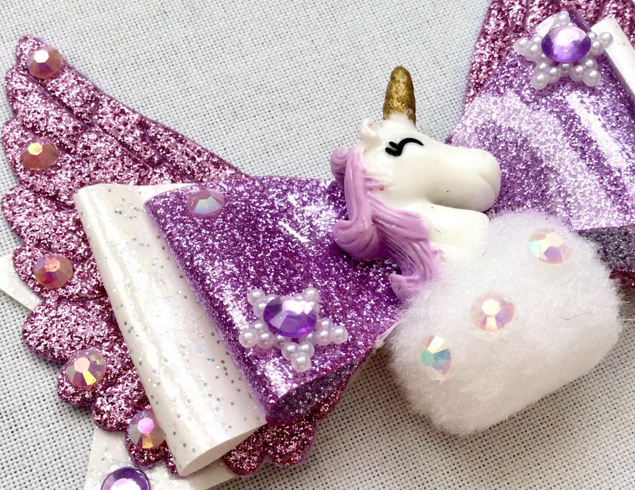 Sweet Lolita Hair Bow Unicorn Cabochon Resin Lilac Lavender Wings Rhinestone Kawaii Glitter Gold Brooch Pin Fairykei Pastelgoth Cute Pegasus