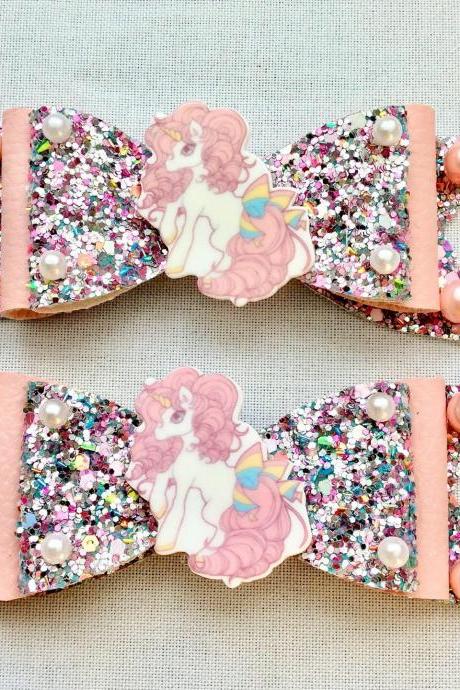 Sweet Lolita Hair Bow Unicorn Rainbow Cabochon Resin Pink Wings Rhinestone Kawaii Glitter Gold Brooch Pin Fairykei Pastelgoth Cute Pegasus