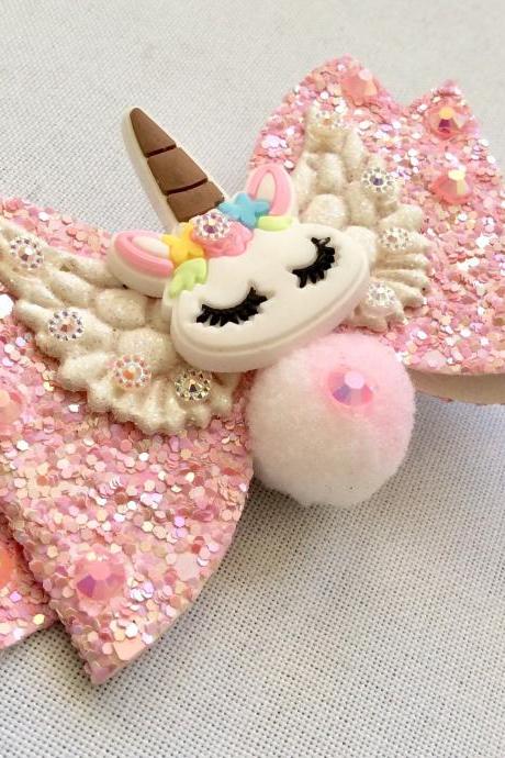 Sweet Lolita Hair Bow Unicorn Rainbow Cabochon Resin Pink Wings Rhinestone Kawaii Glitter Gold Brooch Pin Fairykei Pastelgoth Cute Pegasus